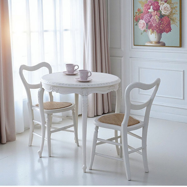 フランス風家具,アンティーク調,輸入家具,白家具,ホワイトインテリア,ダイニングテーブル,ラウンド,円形-3