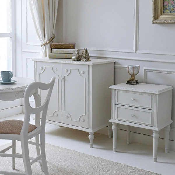 フランス風家具,アンティーク調,輸入家具,白家具,ホワイトインテリア,ナイトテーブル,ミニチェスト-1