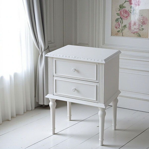 フランス風家具,アンティーク調,輸入家具,白家具,ホワイトインテリア,ナイトテーブル,ミニチェスト-4