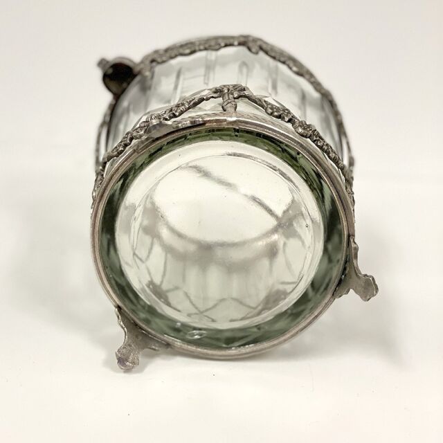 全2色】 真鍮製 アンティーク調 リボンモチーフ ガラスバスケット 花瓶