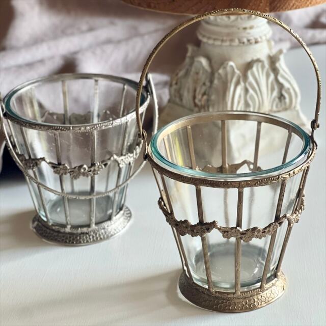 全2色】 真鍮製 アンティーク調 ガラスバスケット 花瓶 ｜Y-KAGU(輸入