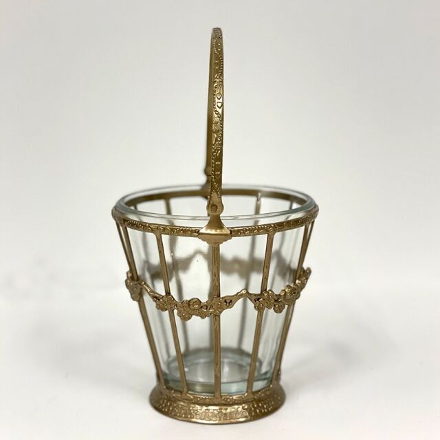 小物入れ バスケット 真鍮 ガラス シルバー アンティーク 87151GB-SV