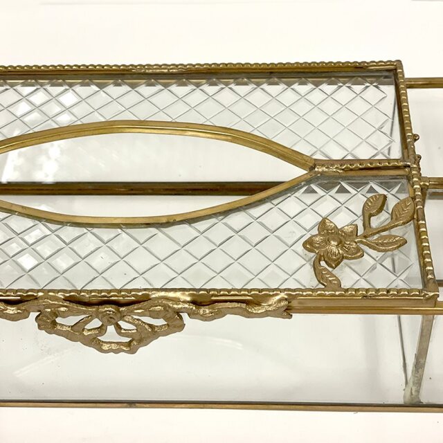 真鍮製 アンティーク調 ティッシュボックスケース（小物入れ付き）-2