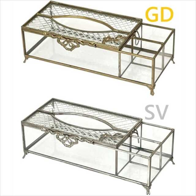 全2色】真鍮製 アンティーク調 ティッシュボックスケース（小物入れ