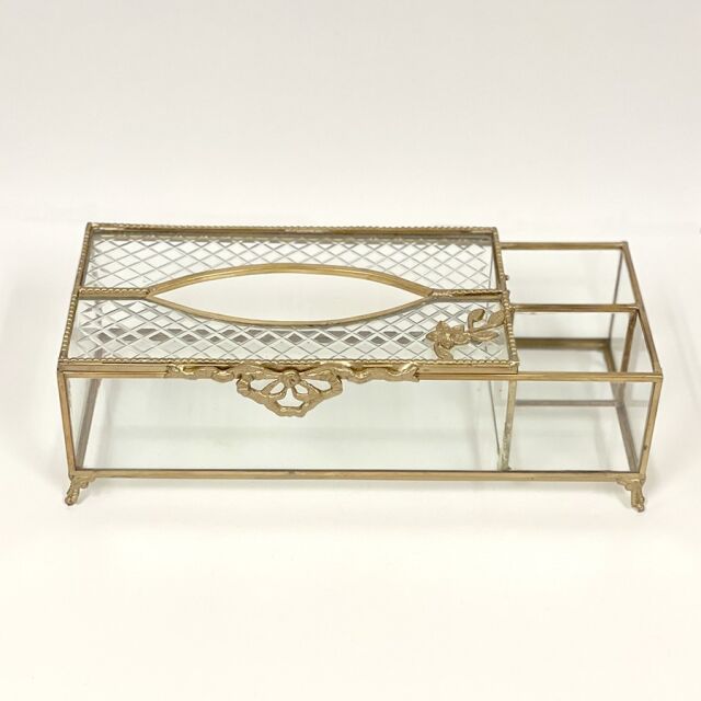 真鍮製 アンティーク調 ティッシュボックスケース（小物入れ付き）-14