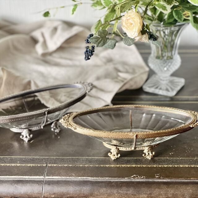 真鍮製 アンティーク調 オーバルトレー 小物入れ-1