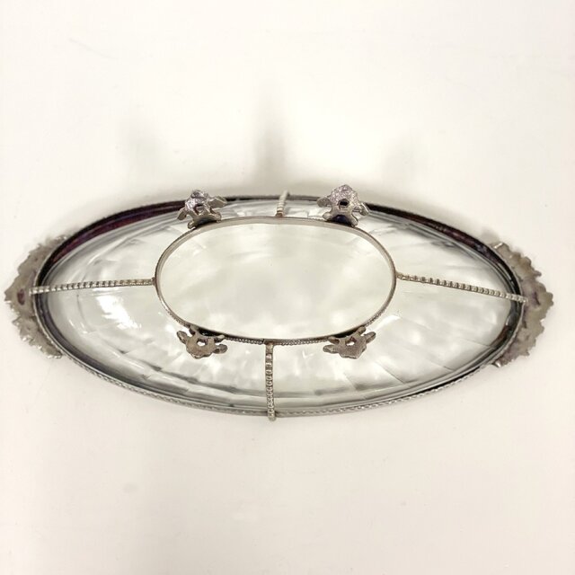 真鍮製 アンティーク調 オーバルトレー 小物入れ-8