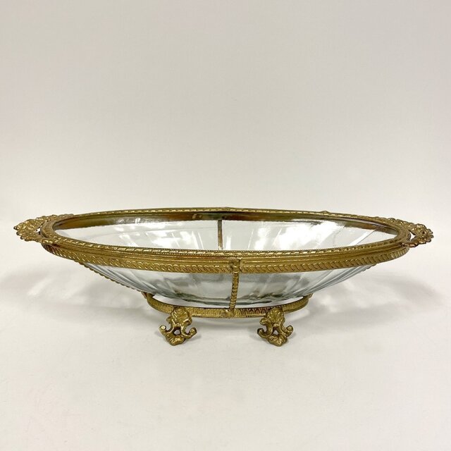 真鍮製 アンティーク調 オーバルトレー 小物入れ-13