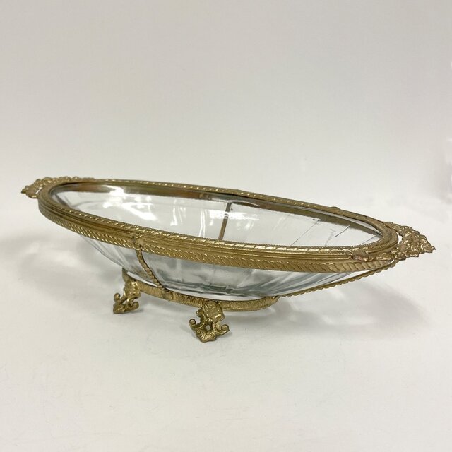 真鍮製 アンティーク調 オーバルトレー 小物入れ-16