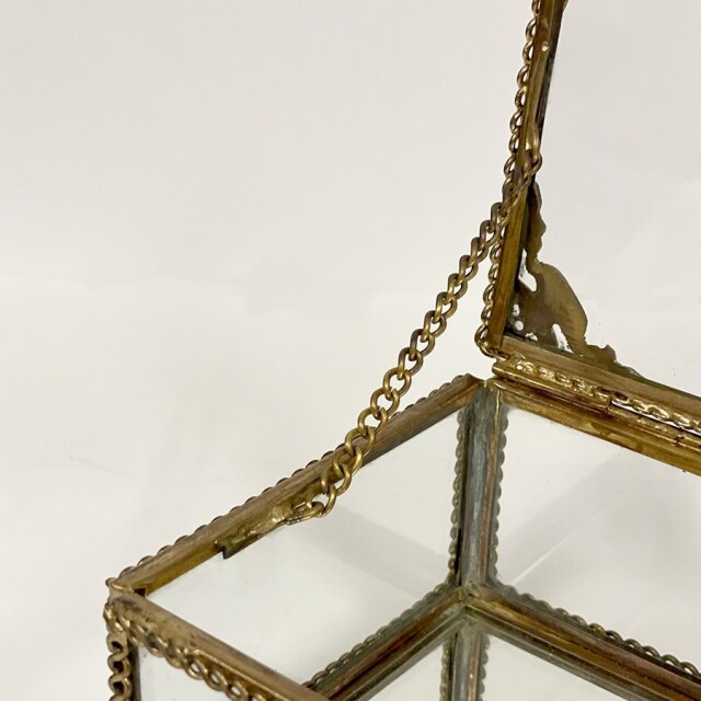 真鍮製 アンティーク調 脚付き ジュエリーボックス（小物入れ）-3