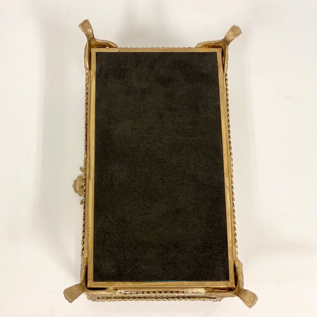 真鍮製 アンティーク調 脚付き ジュエリーボックス（小物入れ）-4