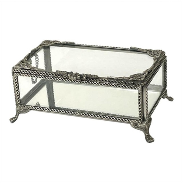 真鍮製 アンティーク調 脚付き ジュエリーボックス（小物入れ）-5