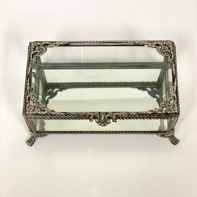 真鍮製 アンティーク調 脚付き ジュエリーボックス（小物入れ）-6