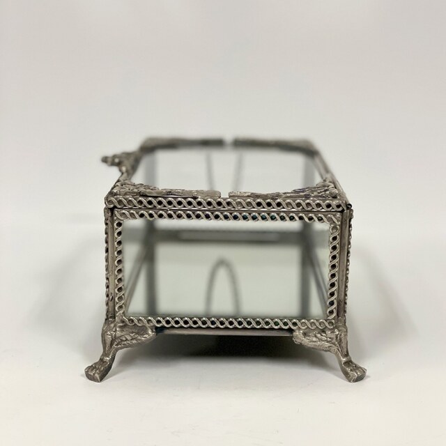 真鍮製 アンティーク調 脚付き ジュエリーボックス（小物入れ）-7