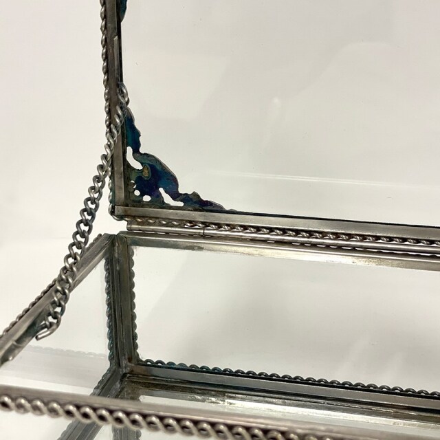 真鍮製 アンティーク調 脚付き ジュエリーボックス（小物入れ）-8