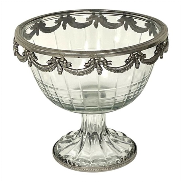 真鍮製 アンティーク調 高台ガラスボウル（ガーランド）-2