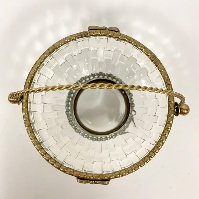 真鍮製 アンティーク調 リボンモチーフバスケット（取手付き） ボウル トレイ-15