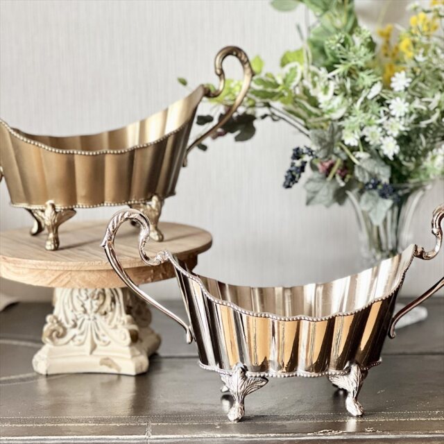 真鍮製 アンティーク調 オーバルコンテナ 小物入れ-1