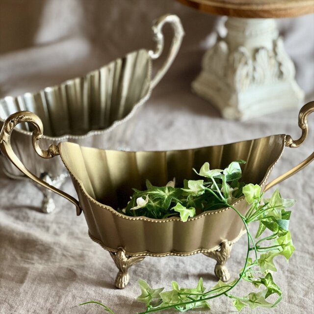 真鍮製 アンティーク調 オーバルコンテナ 小物入れ-7