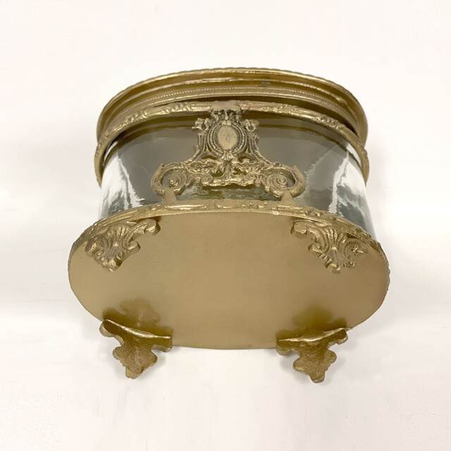 アンティーク帝政様式結束装飾蓋物 全2色】 真鍮製 アンティーク調 蓋付き小物入れ（オーバル）｜Y