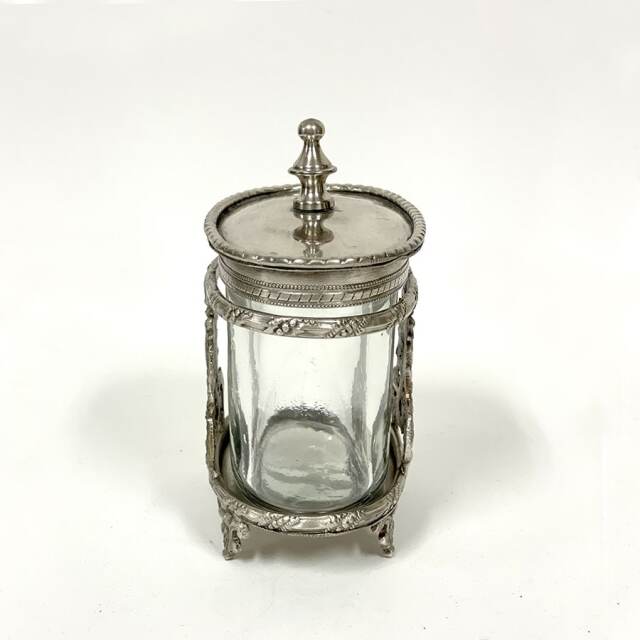 真鍮製 アンティーク調 蓋付き小物入れ（オーバル）-4