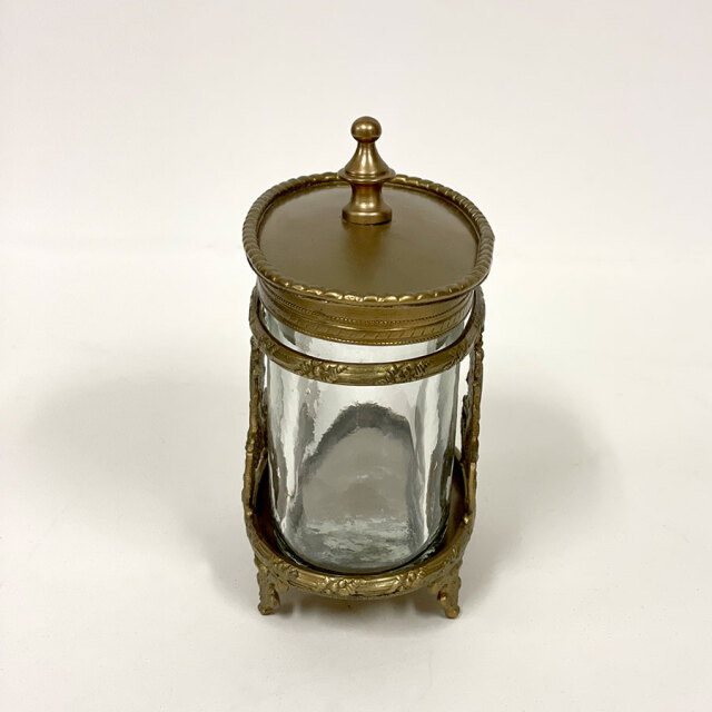 真鍮製 アンティーク調 蓋付き小物入れ（オーバル）-14