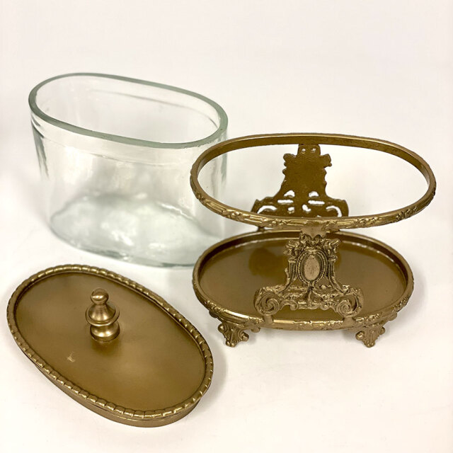 全2色】 真鍮製 アンティーク調 蓋付き小物入れ（オーバル）｜Y-KAGU