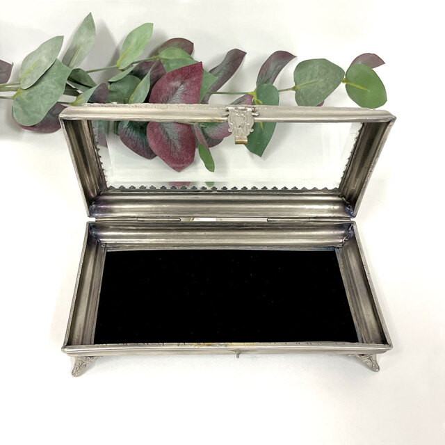 真鍮製 アンティーク調 蓋付き小物入れ（スクエア）-2