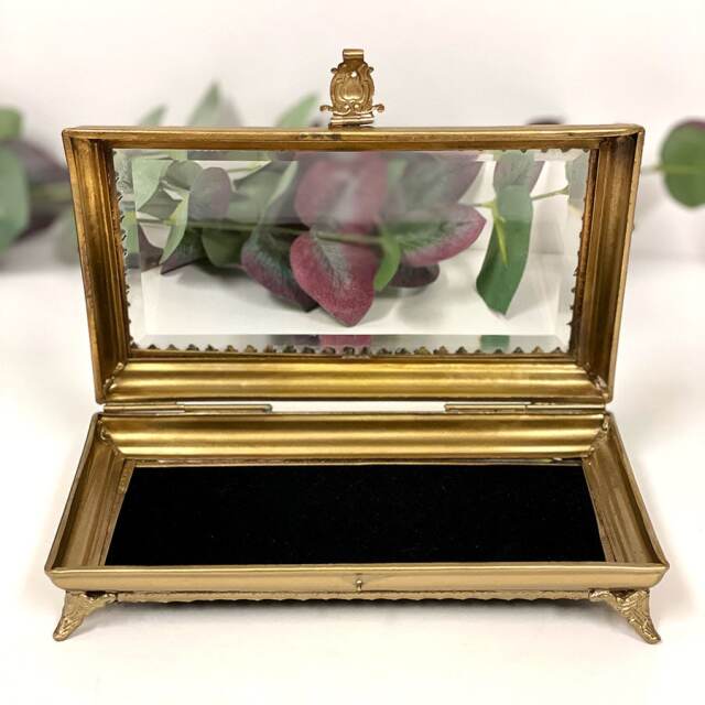 真鍮製 アンティーク調 蓋付き小物入れ（スクエア）-10