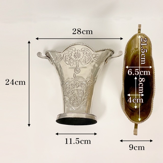 真鍮製,アンティーク調,フラワーベース,花瓶,プランター,ゴールド,シルバー,クラシック装飾,おしゃれ,店舗什器-10