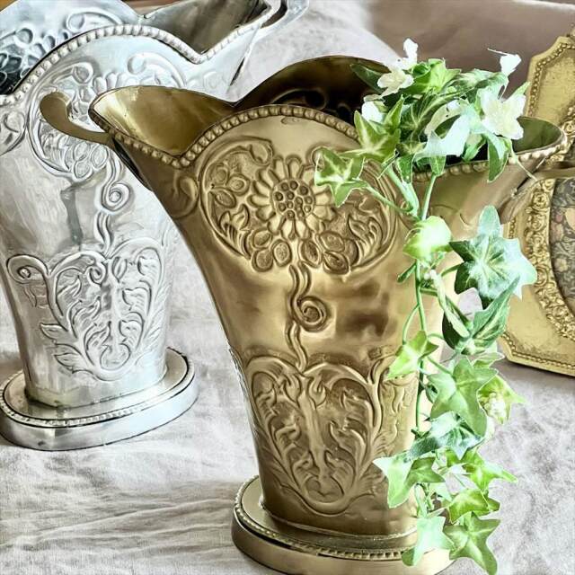 真鍮製,アンティーク調,フラワーベース,花瓶,プランター,ゴールド,シルバー,クラシック装飾,おしゃれ,店舗什器-11