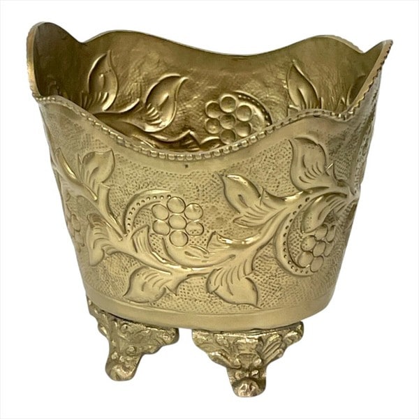 真鍮製,アンティーク調,脚付きポット,プランター,フラワーベース（花瓶）,小物入れ,花器,おしゃれ-11