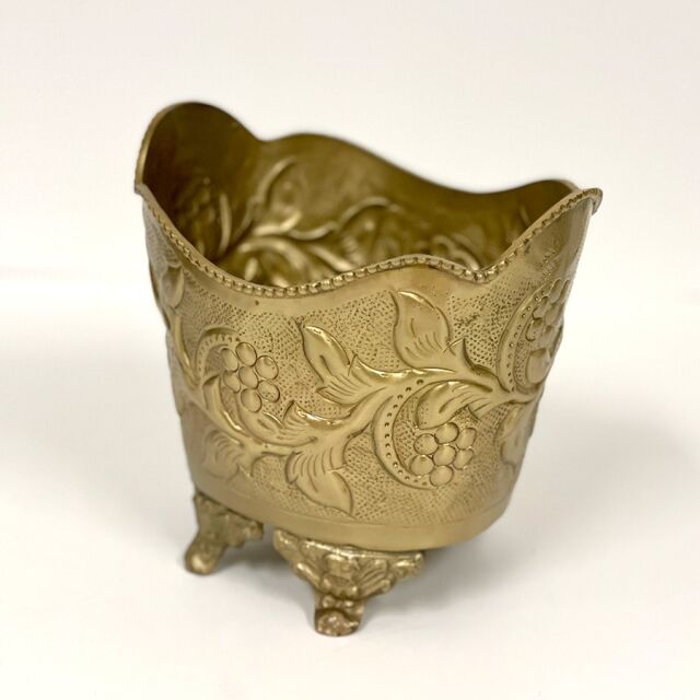 真鍮製,アンティーク調,脚付きポット,プランター,フラワーベース（花瓶）,小物入れ,花器,おしゃれ-13