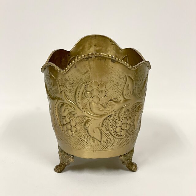 真鍮製,アンティーク調,脚付きポット,プランター,フラワーベース（花瓶）,小物入れ,花器,おしゃれ-14
