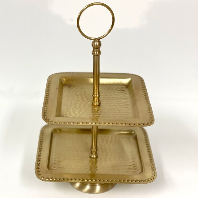 全2色】 真鍮製 アンティーク調 スクエアトレイ(2段) ディスプレイ