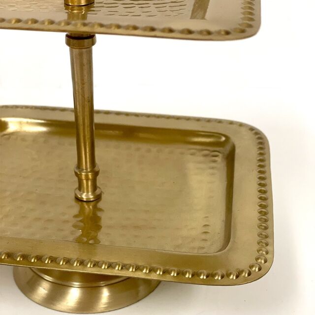 真鍮製,アンティーク調,スクエアトレイ,2段,ディスプレイスタンド,ティースタンド,ゴールド,シルバー,おしゃれ-18