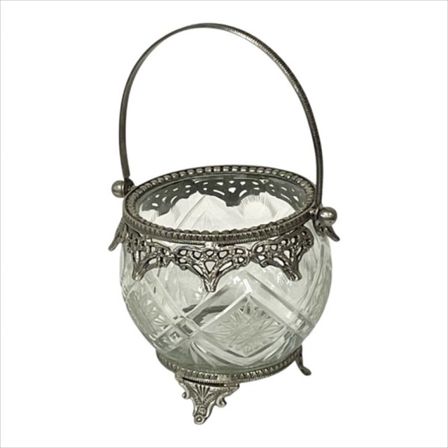 真鍮製,アンティーク調,ラウンドバスケット,花瓶,フラワーベース,ゴールド,シルバー,おしゃれ,店舗什器-3