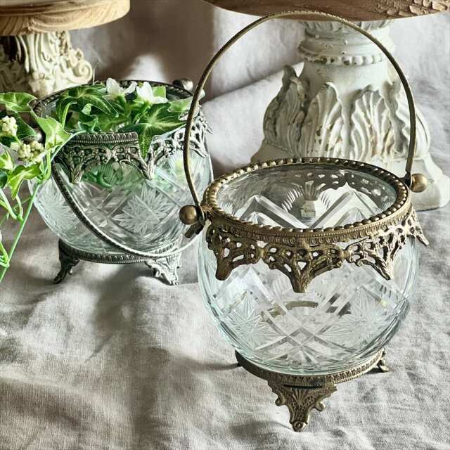 真鍮製,アンティーク調,ラウンドバスケット,花瓶,フラワーベース,ゴールド,シルバー,おしゃれ,店舗什器-12