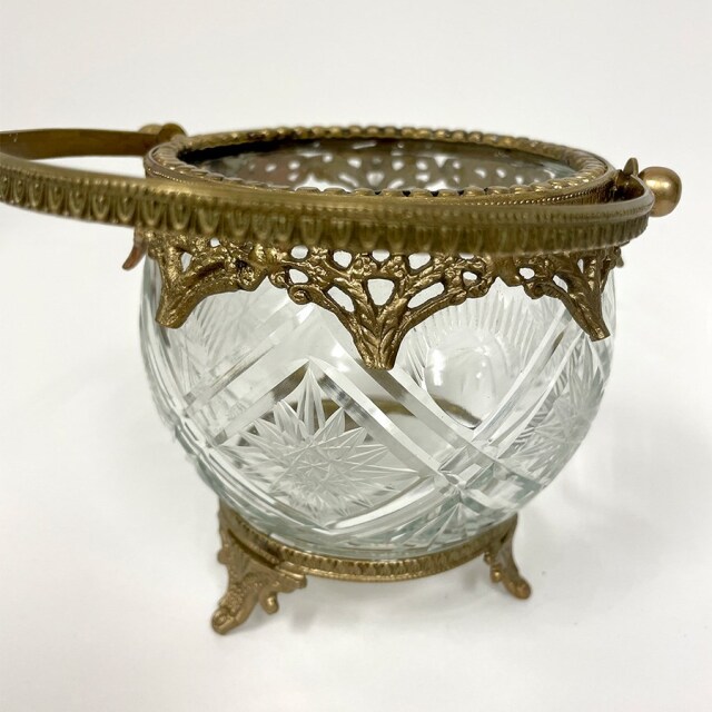 全2色】 真鍮製 アンティーク調 ラウンドバスケット 花瓶（フラワー