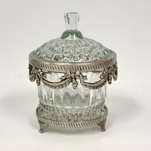 全2色】 真鍮製 アンティーク調 蓋つき小物入れ（ラウンドコンテナ