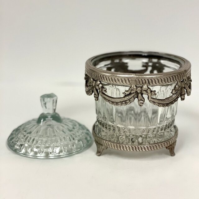 【全2色】,真鍮製,アンティーク調,蓋付き小物入れ,ラウンドコンテナ,カットガラス,アクセサリーケース,おしゃれ,店舗什器-4