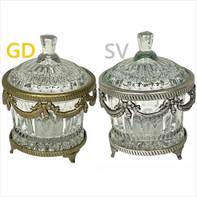 【全2色】,真鍮製,アンティーク調,蓋付き小物入れ,ラウンドコンテナ,カットガラス,アクセサリーケース,おしゃれ,店舗什器-8