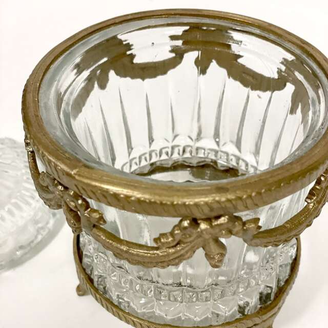 【全2色】,真鍮製,アンティーク調,蓋付き小物入れ,ラウンドコンテナ,カットガラス,アクセサリーケース,おしゃれ,店舗什器-16