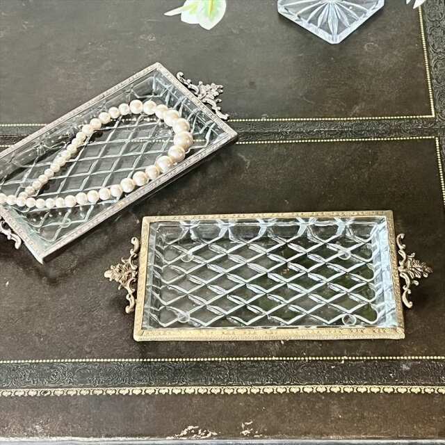 全2色】 真鍮製 アンティーク調 クラシックトレイ 長角 トレー（小物