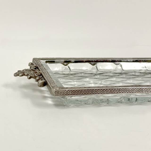 真鍮製,アンティーク調,クラシックトレイ,長角,小物入れ,カットガラス,トレー,ゴールド,シルバー,おしゃれ,店舗什器-3