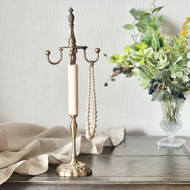 真鍮製 アンティーク調 回転式 アクセサリースタンド（ジュエリー