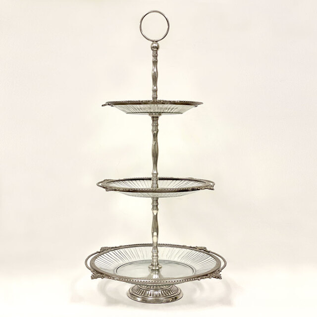 全2色】 真鍮製 アンティーク調 3段ディスプレイスタンド