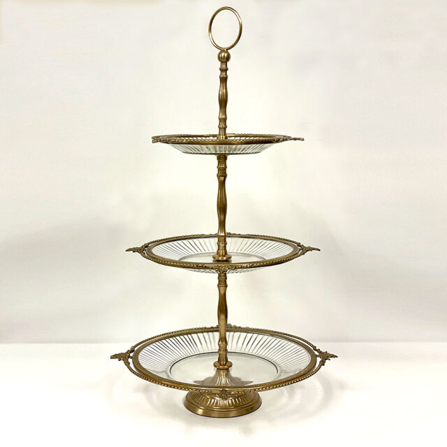 全2色】 真鍮製 アンティーク調 3段ディスプレイスタンド