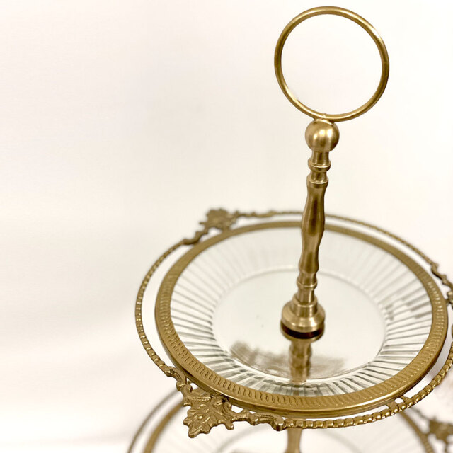 真鍮製,アンティーク調,3段ディスプレイスタンド,ケーキスタンド,アフタヌーンティー,トレイ,おしゃれ,店舗什器-13