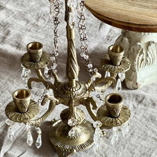 真鍮製 アンティーク調 シャンデリア型キャンドルスタンド(燭台)｜Y